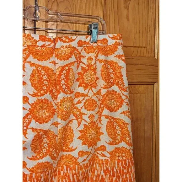 Michael Kors MIni Stretch Cotton Pencil Skirt Clementine Paisley - Picture 9 of 11